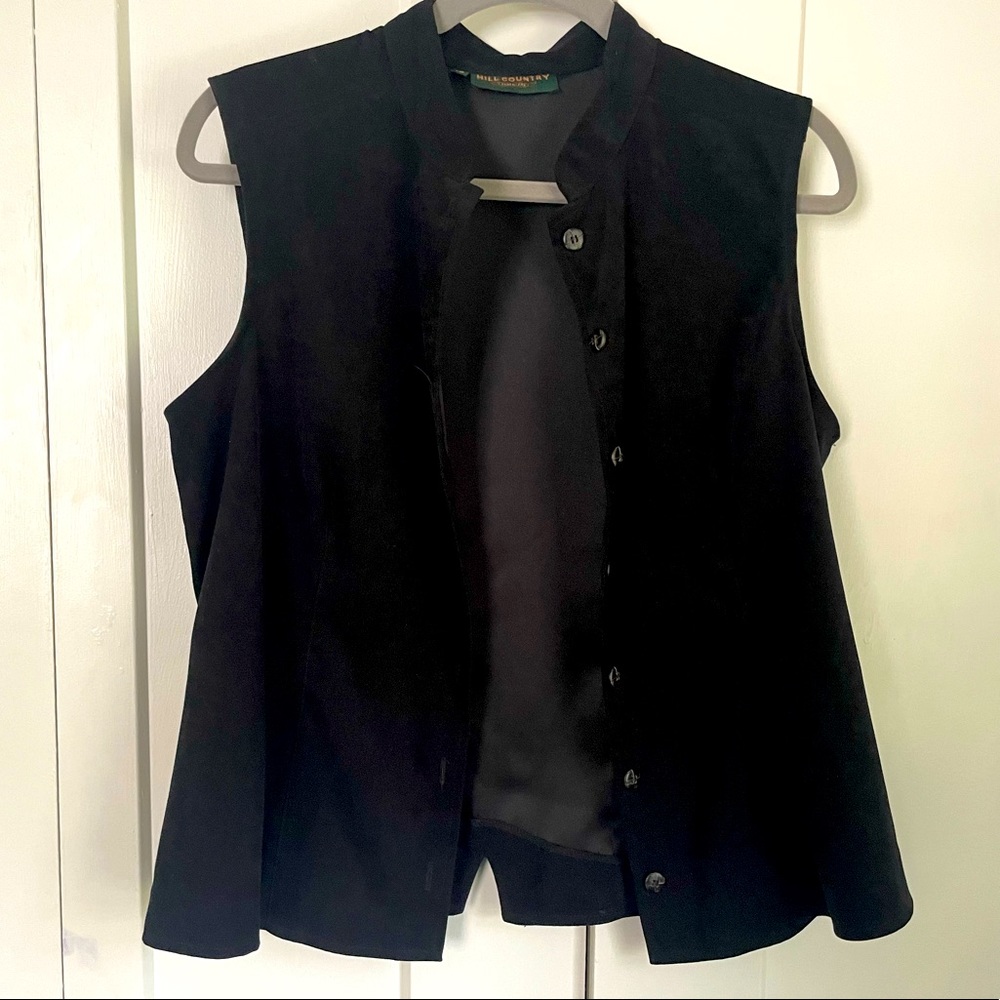 Vintage black velvet button vest - Large